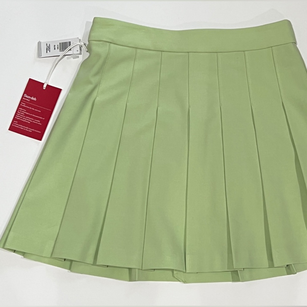 Aritzia Pleated Mini Skirt in Light Green